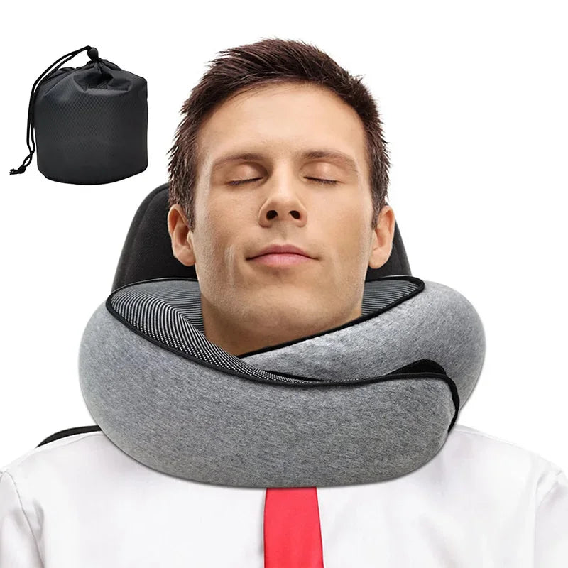 ZDRA NeckHug™ – O-Shaped Memory Foam Travel Pillow for Airplane & Office Naps