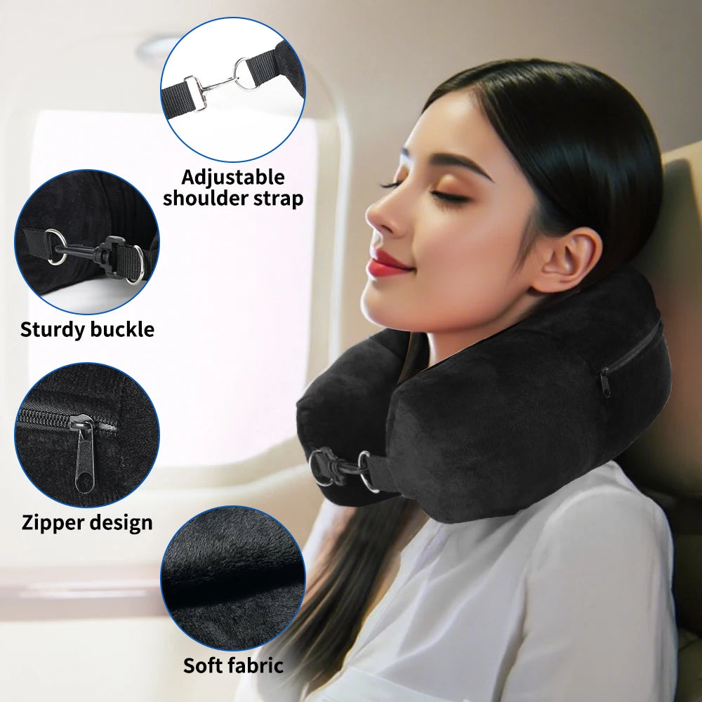 ZDRA AdaptNap™ – Portable Neck Pillow with Clothing-Fill Design & Compact Carry Bag