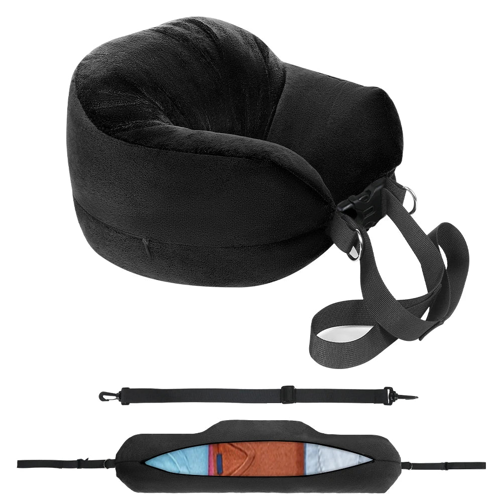 ZDRA AdaptNap™ – Portable Neck Pillow with Clothing-Fill Design & Compact Carry Bag