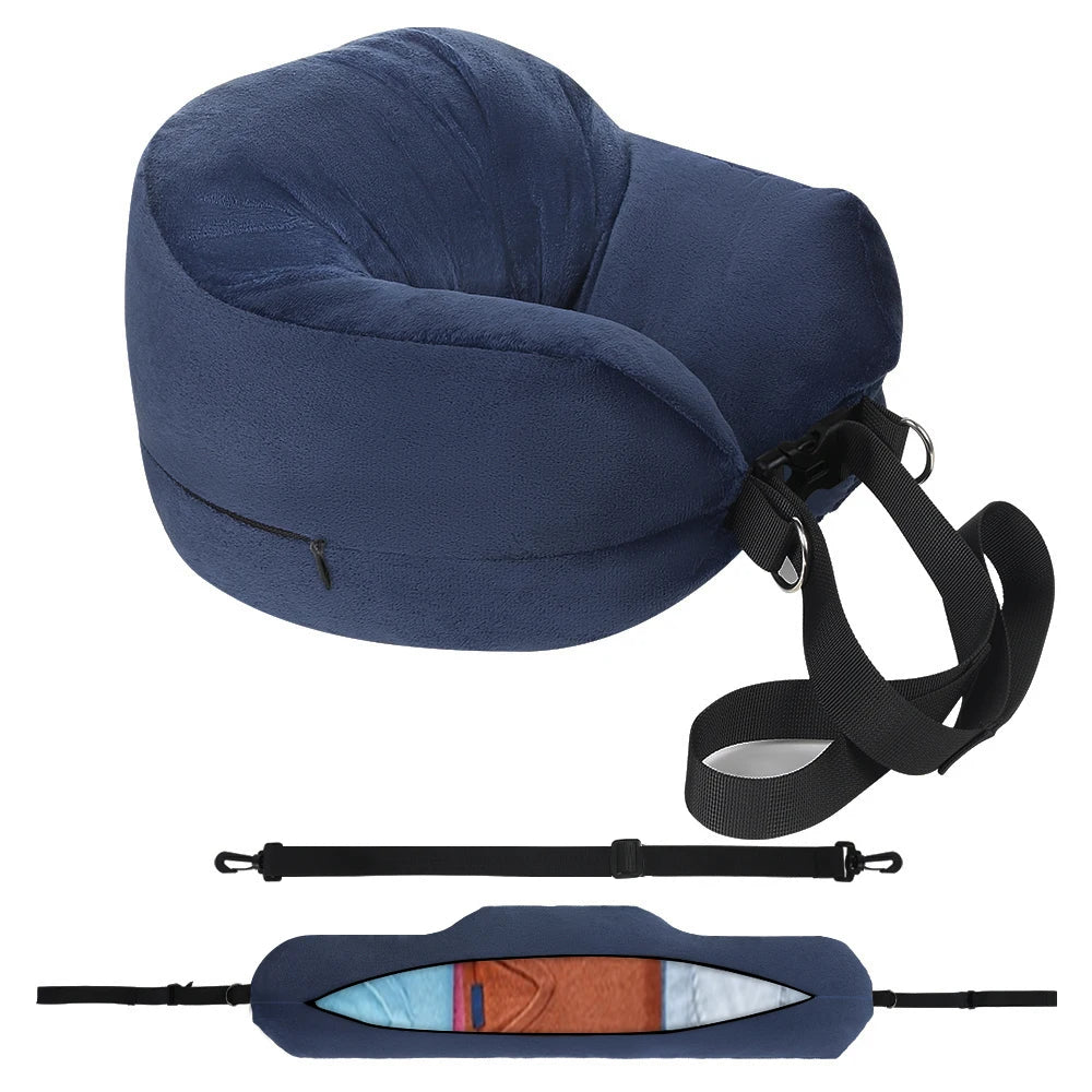 ZDRA AdaptNap™ – Portable Neck Pillow with Clothing-Fill Design & Compact Carry Bag
