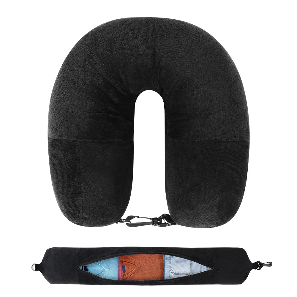 ZDRA AdaptNap™ – Portable Neck Pillow with Clothing-Fill Design & Compact Carry Bag