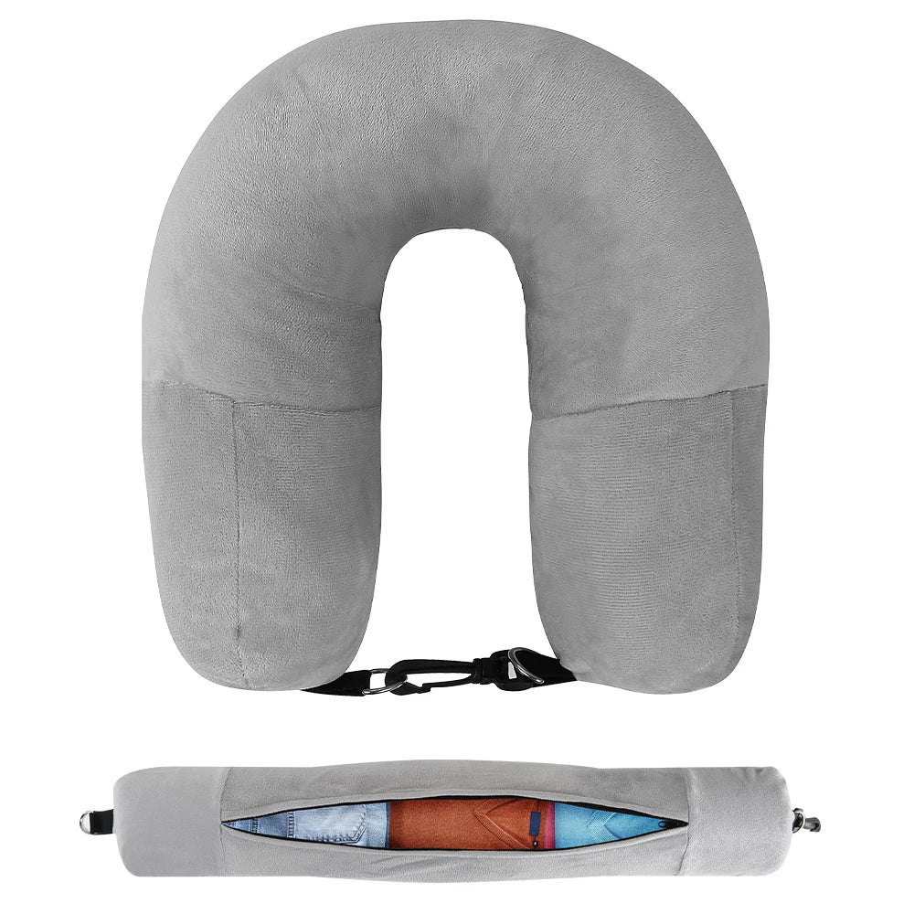 ZDRA AdaptNap™ – Portable Neck Pillow with Clothing-Fill Design & Compact Carry Bag