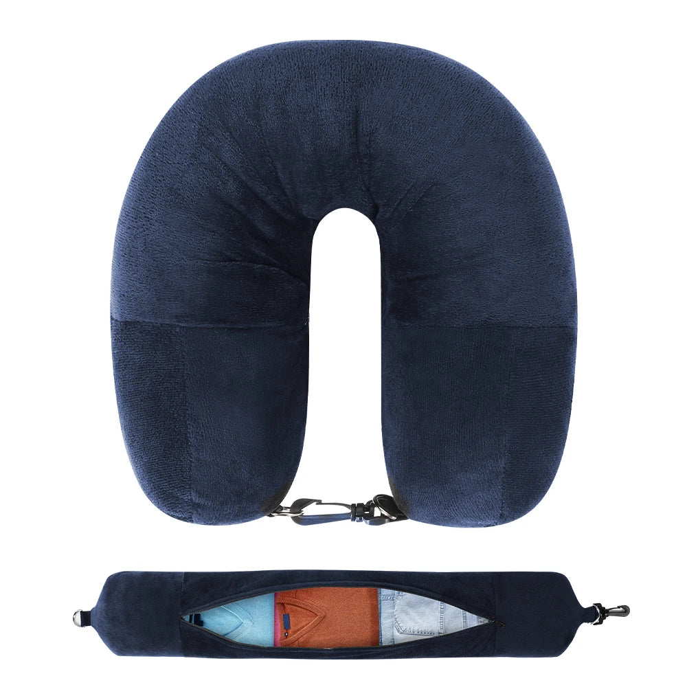 ZDRA AdaptNap™ – Portable Neck Pillow with Clothing-Fill Design & Compact Carry Bag
