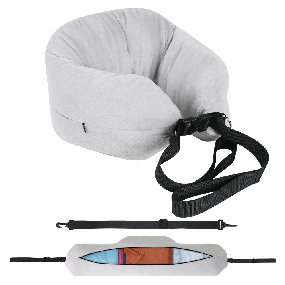 ZDRA AdaptNap™ – Portable Neck Pillow with Clothing-Fill Design & Compact Carry Bag