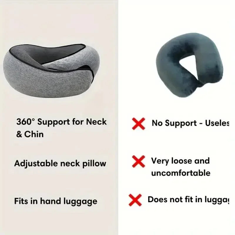 ZDRA NeckHug™ – O-Shaped Memory Foam Travel Pillow for Airplane & Office Naps