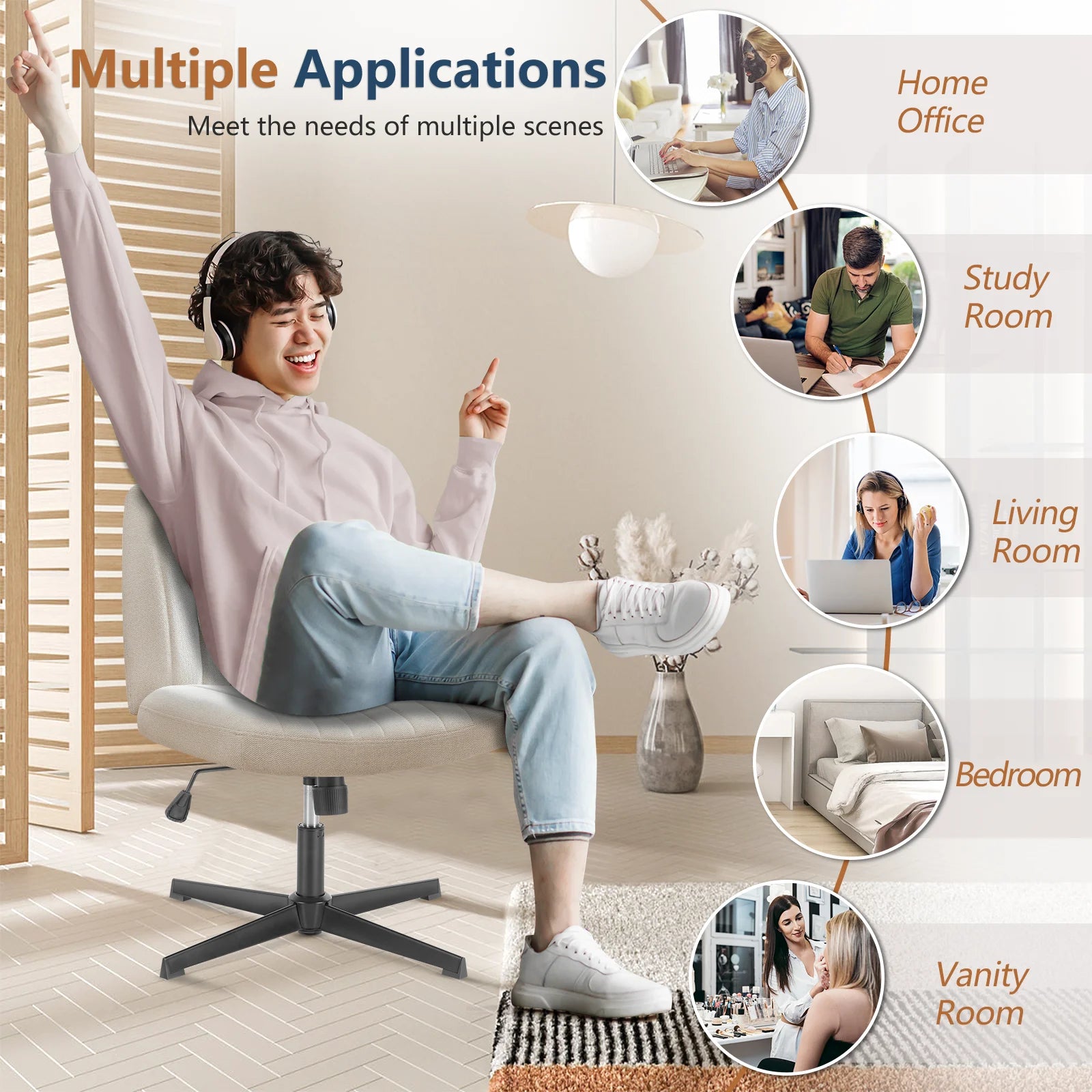 ZDRA ComfortSeat™ – Armless Adjustable Swivel Office Chair