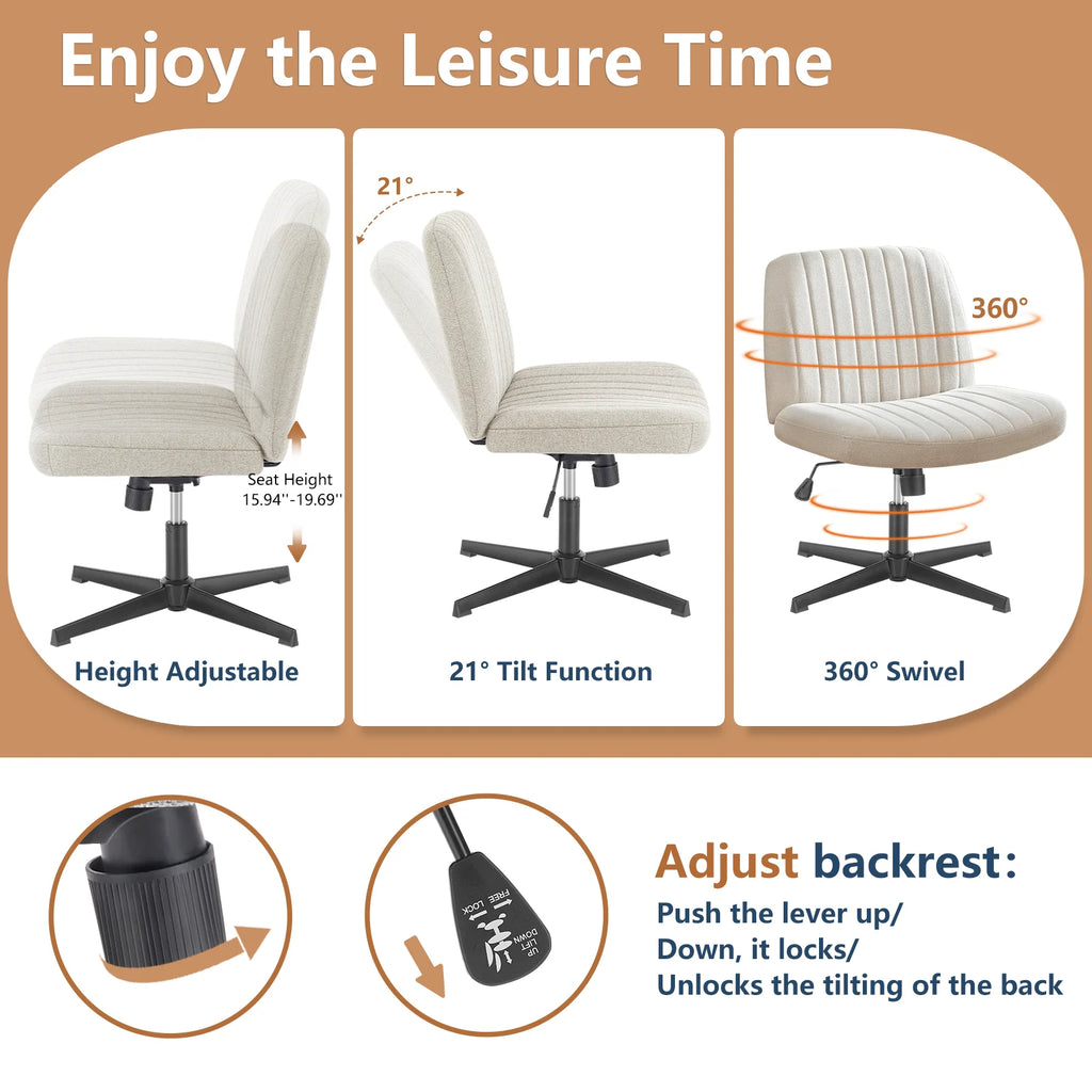 ZDRA ComfortSeat™ – Armless Adjustable Swivel Office Chair