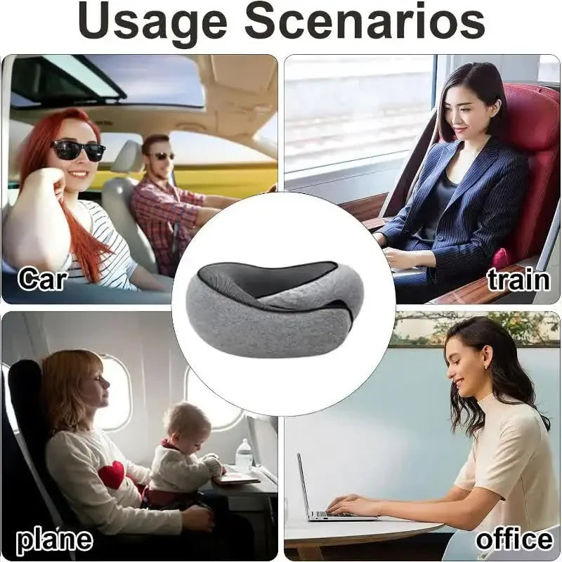 ZDRA NeckHug™ – O-Shaped Memory Foam Travel Pillow for Airplane & Office Naps